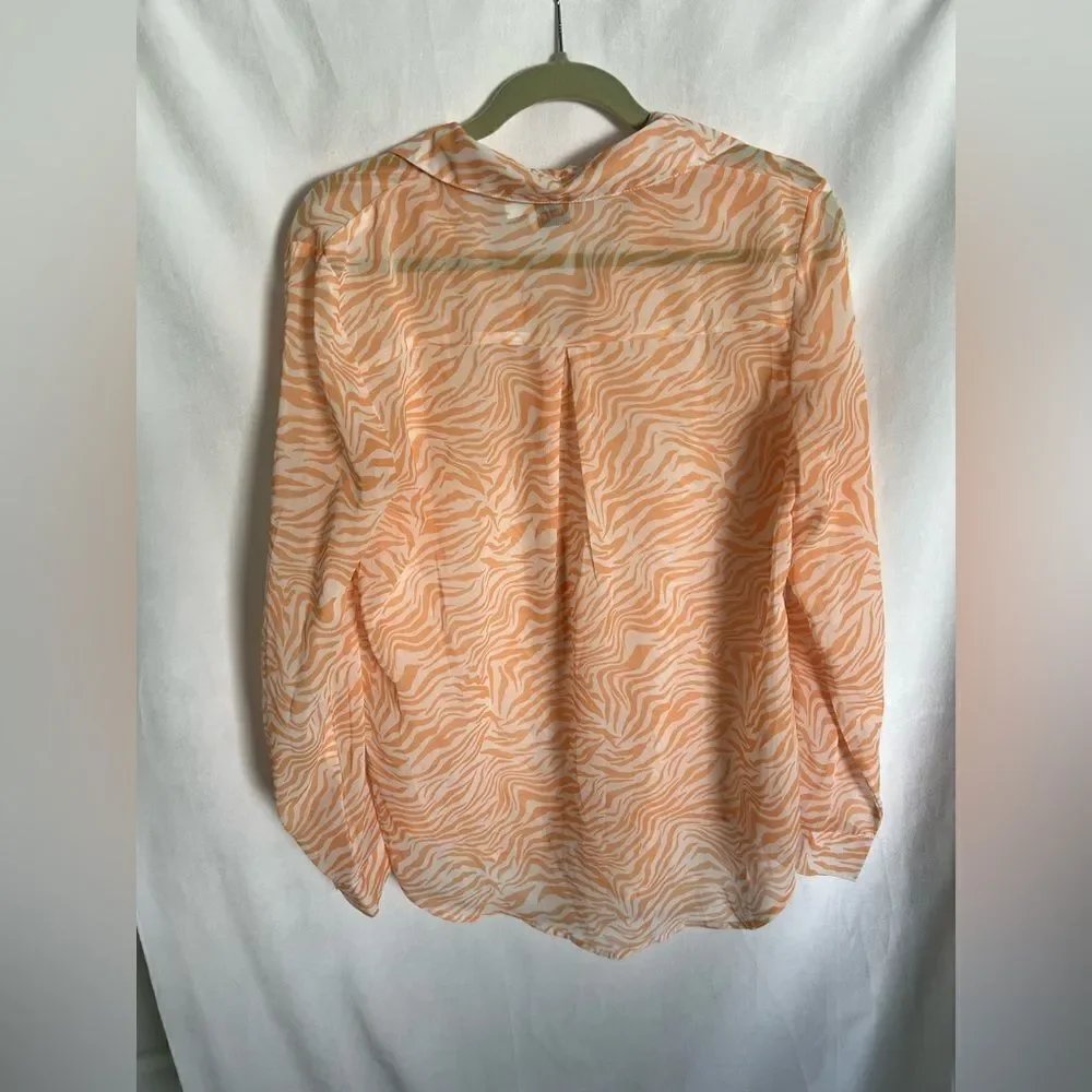 Princess Polly Sheer Zebra Print Peach Button Down size 6